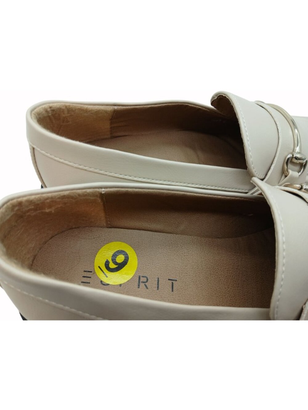 Esprit Womens Alina Beige Loafers Shoes Gold Horsebit Buckle Chunky Soles Size 9 - Picture 11 of 11